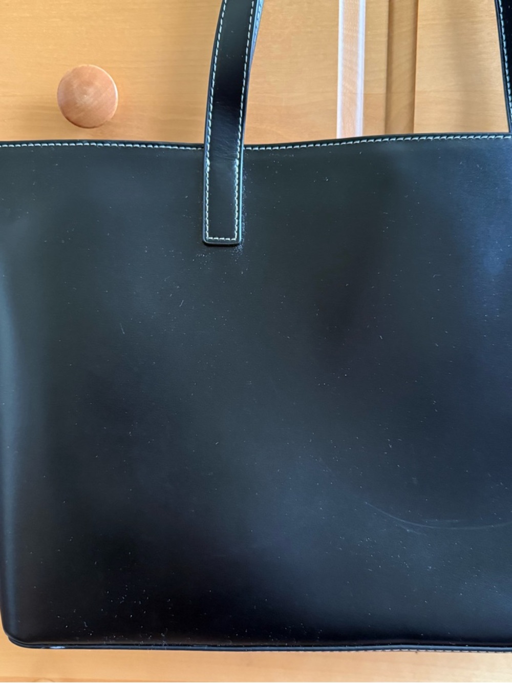 STAUD Two-Panel Leather Tote in Burgundy and Black - Picture 5 of 7